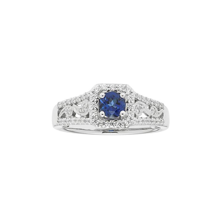 Boston Bay Diamonds 14k White Gold Sapphire & 1/3 Carat T.w. Diamond Paisley Engagement Ring, Women's, Size: 6, Blue