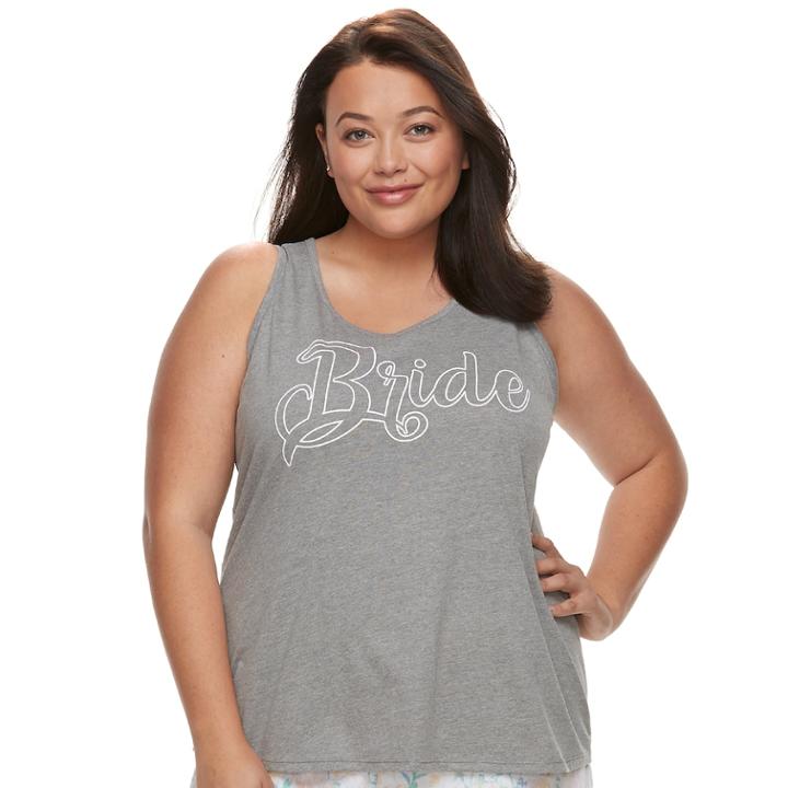 Plus Size Apt. 9&reg; Bridal Graphic Tank, Women's, Size: 2xl, Med Grey