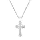 Men's Stainless Steel 1/4 Carat T.w. Diamond Cross Pendant Necklace, Size: 22, White