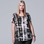 Plus Size Simply Vera Vera Wang Printed V-neck Tee, Women's, Size: 1xl, Oxford