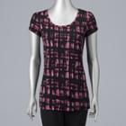 Women's Simply Vera Vera Wang Printed Scoopneck Tee, Size: Xl, Drk Purple