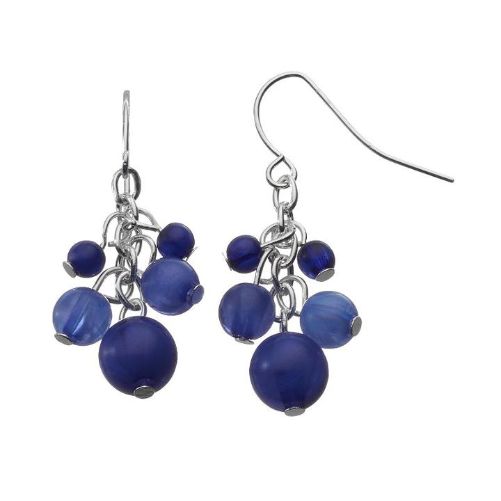 Chaps Bead Cluster Drop Earrings, Women's, Navy