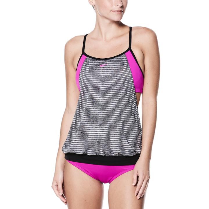 Women's Nike Layered Sport Tankini Top, Size: Small, Black