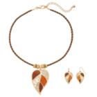 Wavy Leaf Pendant Necklace & Drop Earring Set, Women's, Multicolor