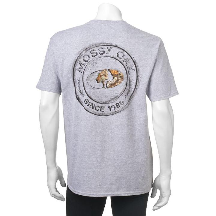 Men's Mossy Oak Camo Logo Tee, Size: Medium, Med Grey