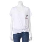 Juniors' Awake Stop & Smell The Coffee Knot Graphic Tee, Girl's, Size: Small, White