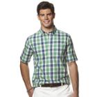 Big & Tall Chaps Classic-fit Plaid Poplin Button-down Shirt, Men's, Size: Xl Tall, Green