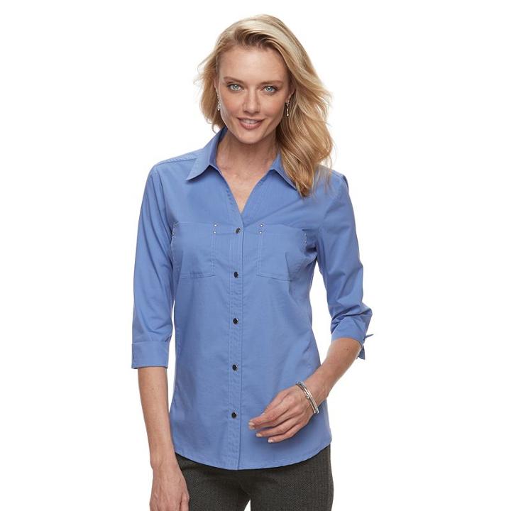Women's Croft & Barrow&reg; Knit-to-fit Shirt, Size: Xl, Blue (navy)