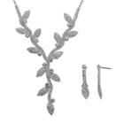 Crystal Allure Vine And Leaf Y Necklace And Drop Earring Set, Women's, Size: 14, White