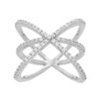 Fleur Cubic Zirconia Crisscross Ring, Women's, Size: 8, Grey
