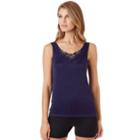 Cuddl Duds Softech Venice Lace-trim Tank - Women's, Size: Small, Blue