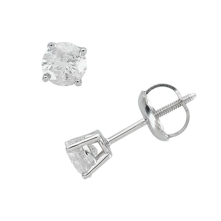 14k White Gold 1/2-ct. T.w. Round-cut Diamond Solitaire Earrings, Women's
