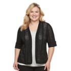 Plus Size Croft & Barrow&reg; Geometric-stitch Cardigan, Women's, Size: 1xl, Black