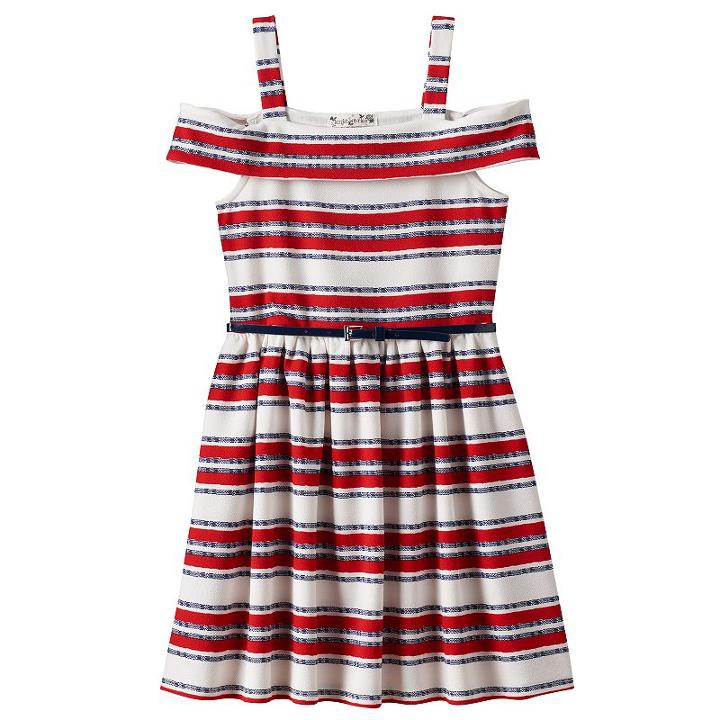 Girls 7-16 Knitworks Belted Cold Shoulder Dress, Girl's, Size: 8, Brt Red