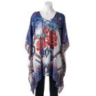Sonoma Goods For Life&trade; Floral & Geometric Print Poncho, Women's, Light Blue