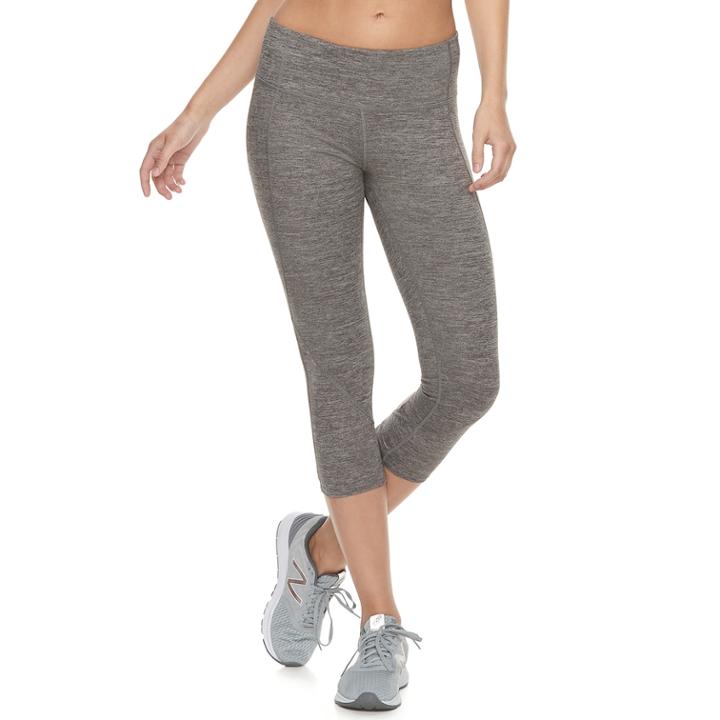 Women's Tek Gear&reg; Keyhole Hem Capri Leggings, Size: Xs, Dark Grey