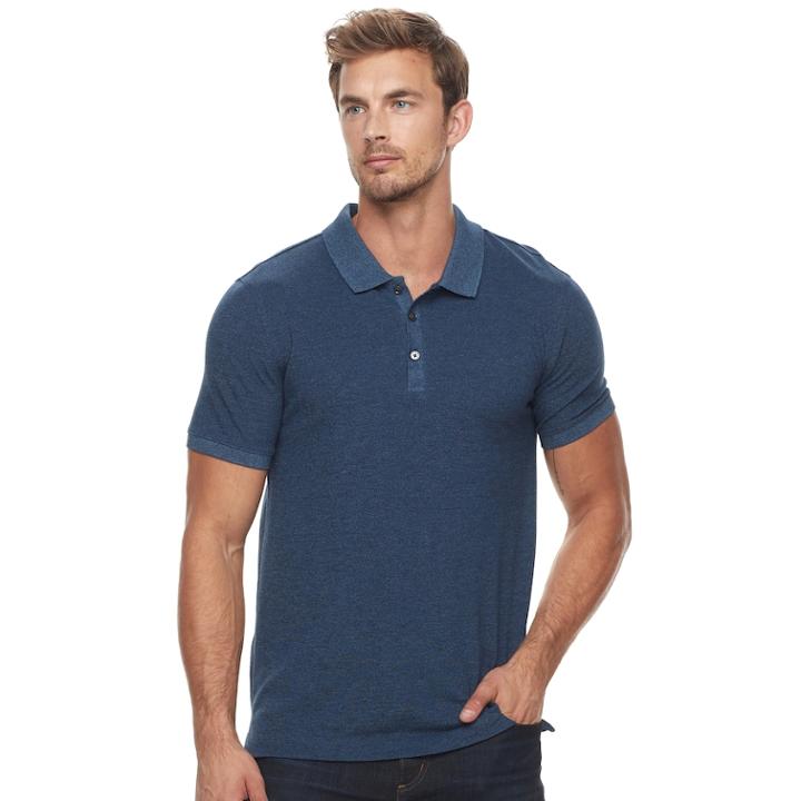 Men's Apt. 9&reg; Jaspe Stretch Polo, Size: Xxl, Blue