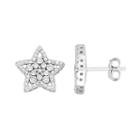 Sterling Silver 1/4 Carat T.w. Diamond Star Drop Earrings, Women's, White