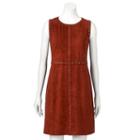 Women's Apt. 9&reg; Studded Faux-suede Fit & Flare Dress, Size: 16, Red