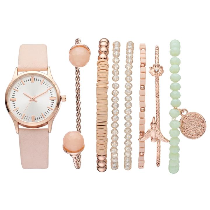 Women's Watch & Bracelet Set, Size: Small, Pink
