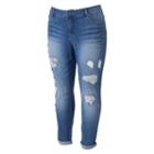 Juniors' Plus Size Unionbay Marni Ripped Skinny Jeans, Girl's, Size: 18 W, Dark Blue