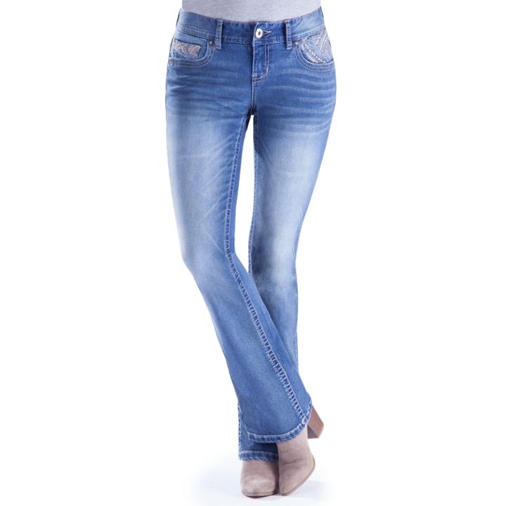 Juniors' Amethyst Curvy Slim Bootcut Jeans, Teens, Size: 7 Short, Dark Blue