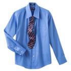 Boys 8-20 Chaps Button-down Shirt And Tie Set, Boy's, Size: 16, Blue