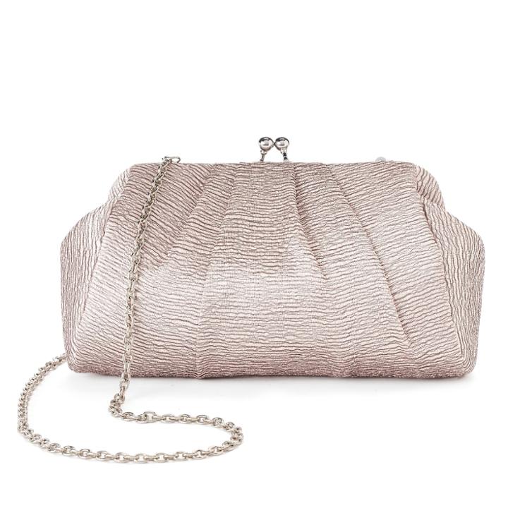 Lenore By La Regale Pleated Satin Jacquard Pouch Clutch, Women's, Med Pink