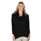 Women's Larry Levine Cowlneck Sweater, Size: Medium, Black