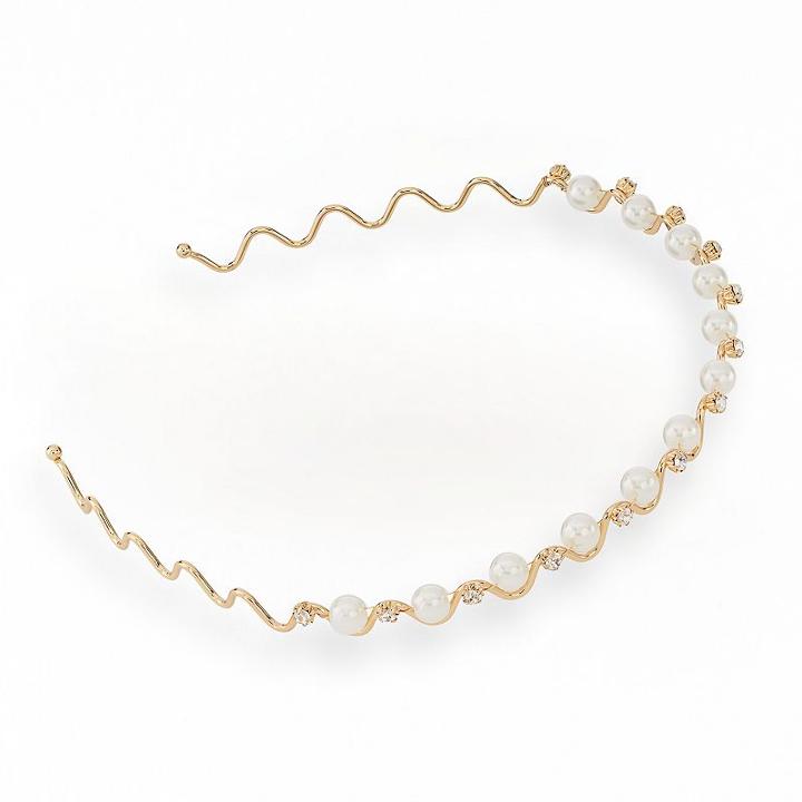Lc Lauren Conrad Simulated Pearl Zigzag Headband, Women's, White Oth