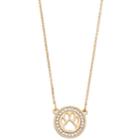 Pet Friends Simulated Crystal Circle Paw Pendant Necklace, Women's, Gold