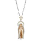 Two Tone 18k Gold Plated Crystal & Cubic Zirconia Virgin Mary Pendant Necklace, Women's, Brown