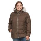 Plus Size Spark Lake Sparks Lake Thermal Coil Hooded Faux-fur Trim Jacket, Women's, Size: 2xl, Brown Oth