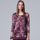 Women's Simply Vera Vera Wang Chiffon Trim Print Top, Size: Xl, Dark Red