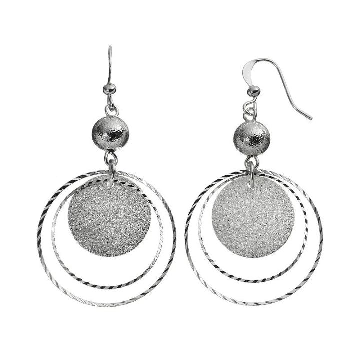 Apt. 9&reg; Textured Hoop Drop Earrings, Women's, Multicolor