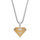 Men's Two Tone Stainless Steel Dc Comics Superman Pendant Necklace, Gold