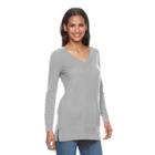 Women's Apt. 9&reg; V-neck Cashmere Sweater, Size: Medium, Grey Other