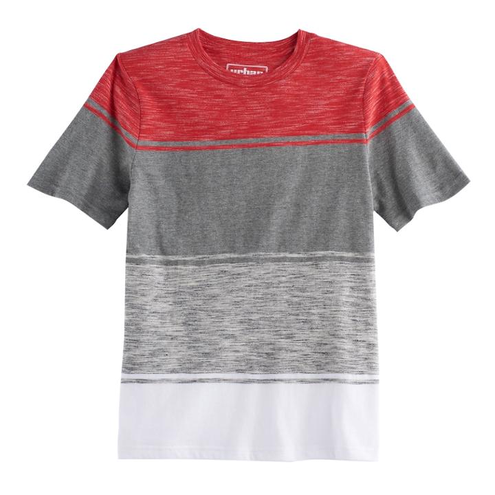 Boys 8-20 Urban Pipeline Striped Colorblock Tee, Size: Medium, Red