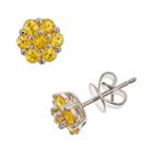 Sterling Silver Yellow Sapphire Cluster Stud Earrings, Women's