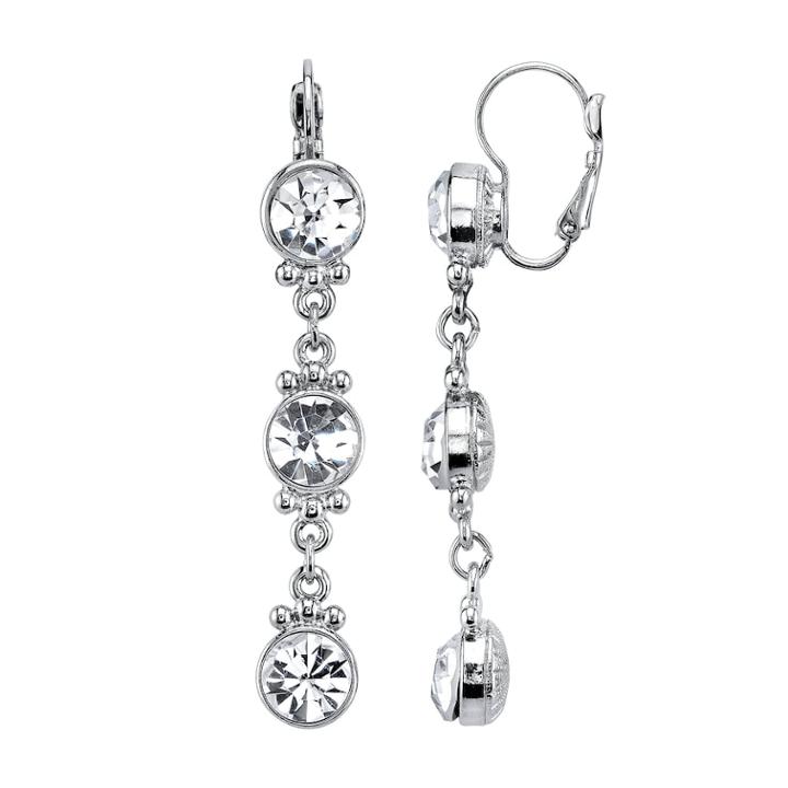 1928 Crystal Link Linear Earrings, Women's, Grey