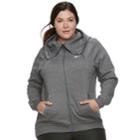 Plus Size Nike Funnel Neck Fleece Jacket, Women's, Size: 2xl, Grey