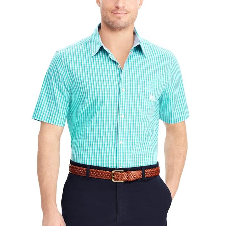 Big & Tall Chaps Classic-fit Checked Easy-care Woven Button-down Shirt, Men's, Size: L Tall, Green