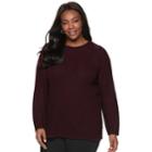 Plus Size Croft & Barrow&reg; Seed-stitch Crewneck Sweater, Women's, Size: 2xl, Dark Red