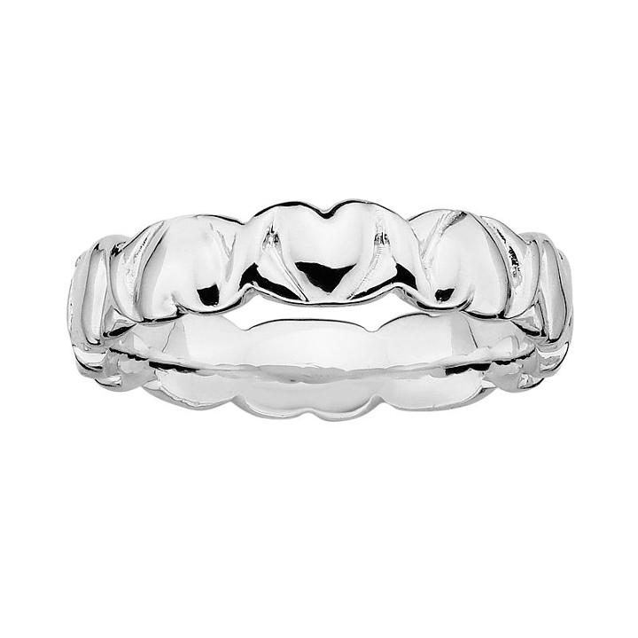 Stacks And Stones Sterling Silver Heart Stack Ring, Women's, Size: 7, Grey