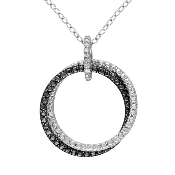 Stella Grace Sterling Silver Diamond Accent Interlocking Circle Pendant, Women's, Size: 18, Black