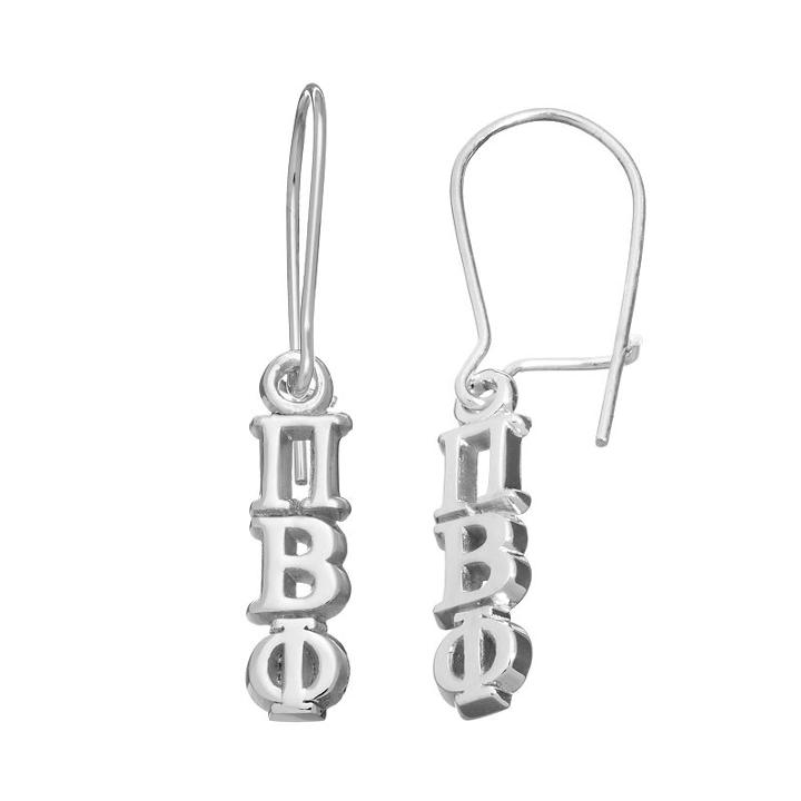 Logoart Pi Beta Phi Sorority Drop Earrings, Women's, Grey