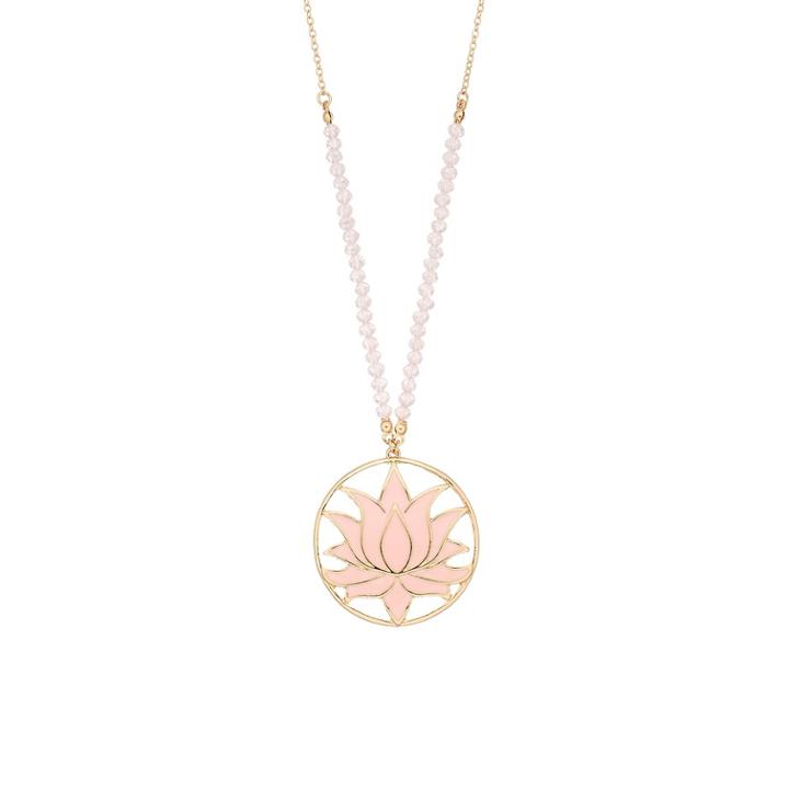 Lc Lauren Conrad Beaded Pink Lotus Pendant Necklace, Women's