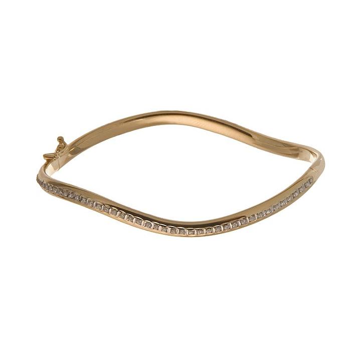 Diamond Fascination 14k Gold Wave Bangle Bracelet, Women's, Size: 7