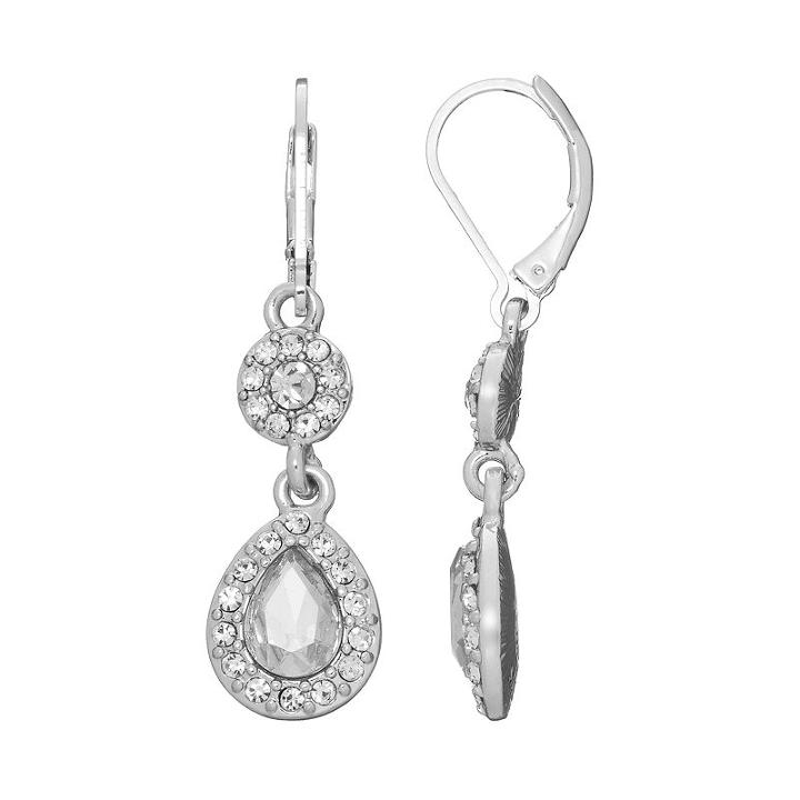 Napier Halo Round & Teardrop Earrings, Women's, Silver