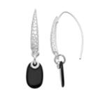 Napier Black Pebbled Nickel Free Threader Earrings, Women's